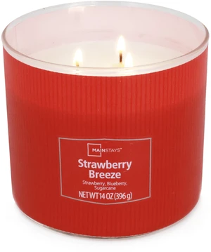 Mainstays Textured Wrap Strawberry Breeze 3-Wick Candle, 14 oz Mainstays Textured Wrap Strawberry Breeze 3-Wick Candle, 14 oz