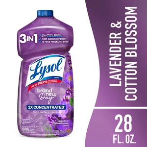 Lysol All Purpose Cleaner, 2X Concentrated Multi-Surface Disinfectant Floor Cleaner for Mopping Solution, for Bathroom & Kitchen, Lavender & Cotton Blossom, 28 fl oz Lysol All Purpose Cleaner, 2X Concentrated Multi-Surface Disinfectant Floor Cleaner for Mopping Solution, for Bathroom & Kitchen, Lavender & Cotton Blossom, 28 fl oz