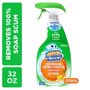 Scrubbing Bubbles Disinfectant Bathroom Shower & Tub Cleaner Grime Fighter Spray, Citrus, 32 oz Scrubbing Bubbles Disinfectant Bathroom Shower & Tub Cleaner Grime Fighter Spray, Citrus, 32 oz