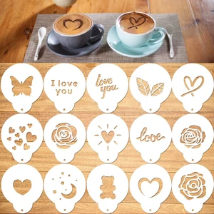 Konsait Coffee Stencil, 15 Pieces Latte Art Stencils for Coffee Decorations, Oatmeal Cupcake Cake Cappuccino Mousse Hot Chocolate Valentines Day Konsait Coffee Stencil, 15 Pieces Latte Art Stencils for Coffee Decorations, Oatmeal Cupcake Cake Cappuccino Mousse Hot Chocolate Valentines Day