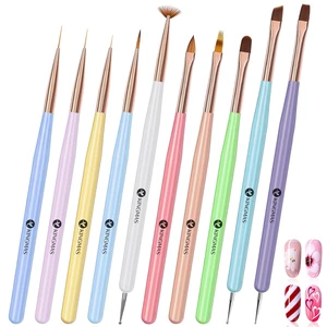 KINGMAS Gel Polish Nail Art Brushes, 10 Pcs Fingernail Design Dotting Pens KINGMAS Gel Polish Nail Art Brushes, 10 Pcs Fingernail Design Dotting Pens