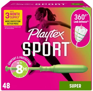 Playtex Sport Tampons Super, with 360 Leak Defense, Fragrance Free, 48 ct Playtex Sport Tampons Super, with 360 Leak Defense, Fragrance Free, 48 ct