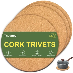 4 PCS Heat Resistant Cork Trivets for Hot Dishes, Hot Pots and Pans 4 PCS Heat Resistant Cork Trivets for Hot Dishes, Hot Pots and Pans