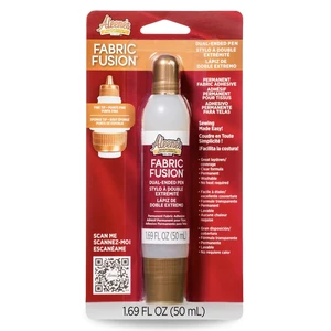 Aleene's Fabric Fusion Glue 1.6 oz Dual-Ended Pen, Fine Tip & Sponge Tip, Nontoxic, Permanent and Washable Adhesive, Dries Flexible, Strong Bond on Fabrics, Clothing, Denim, Materials Aleene's Fabric Fusion Glue 1.6 oz Dual-Ended Pen, Fine Tip & Sponge Tip, Nontoxic, Permanent and Washable Adhesive, Dries Flexible, Strong Bond on Fabrics, Clothing, Denim, Materials