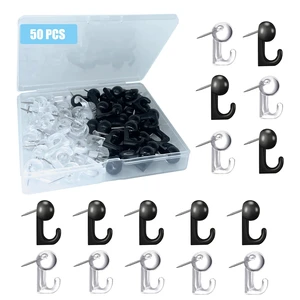 50 PCS Push Pin Hooks, Plastic Heads Cork Board Hooks Decorative Thumb Tacks Hook for Photo Wall, Bulletin Board, Home Wall, Home Office School Supplies (Black and Clear) 50 PCS Push Pin Hooks, Plastic Heads Cork Board Hooks Decorative Thumb Tacks Hook for Photo Wall, Bulletin Board, Home Wall, Home Office School Supplies (Black and Clear)