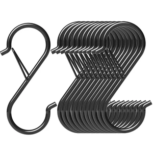 12 Pack Heavy Duty Metal 3.5" S Hooks with Safety Buckle for Hanging Kitchen Utensils/Plants/Pots & Pans/Clothes, Hats 12 Pack Heavy Duty Metal 3.5" S Hooks with Safety Buckle for Hanging Kitchen Utensils/Plants/Pots & Pans/Clothes, Hats