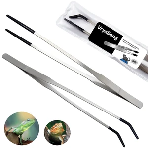 2 Pcs 10.6" Stainless Steel Reptile Feeding Tongs & Tweezers 2 Pcs 10.6" Stainless Steel Reptile Feeding Tongs & Tweezers