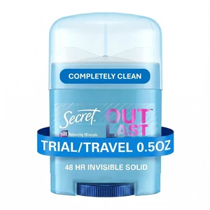 Secret Outlast Antiperspirant Deodorant for Women, 72hr Sweat & Odor Protection, PH Balancing Minerals, Invisible Solid, Completely Clean Scent, Travel Size, 0.5 oz Secret Outlast Antiperspirant Deodorant for Women, 72hr Sweat & Odor Protection, PH Balancing Minerals, Invisible Solid, Completely Clean Scent, Travel Size, 0.5 oz