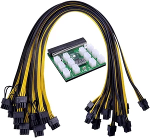 Power Module Breakout Board Kits with 12pcs 6Pin to 6+2 8Pin Power Cable for HP 1200W 750W PSU GPU Mining Ethereum Power Module Breakout Board Kits with 12pcs 6Pin to 6+2 8Pin Power Cable for HP 1200W 750W PSU GPU Mining Ethereum
