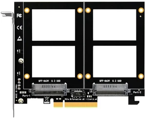 Aomoproing PU21 Dual U.2 SSD to PCIe 4.0 X8 Adapter, Support 2 x U.2 SSD or Soft Raid, Without PCIe Splitter Function (PCIe Bifurcation Motherboard is Required) Aomoproing PU21 Dual U.2 SSD to PCIe 4.0 X8 Adapter, Support 2 x U.2 SSD or Soft Raid, Without PCIe Splitter Function (PCIe Bifurcation Motherboard is Required)