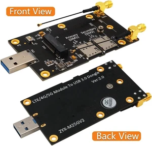 NGFF M.2 Key B to USB 3.0 Adapter Expansion Card for 3G/4G/5G Module M.2 Wifi Card with Dual NANO SIM Card Slot 2.4G/5G Antenna