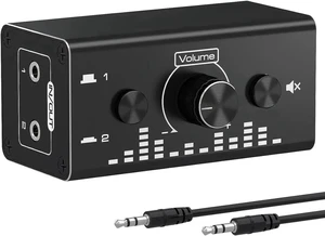 3.5mm Jack Audio Switch, 2 In 1 Out / 1 In 2 Out Audio Switcher Audio Selector with 3.5mm Audio Cable and Volume Control for PC Phone Laptop Headphone 3.5mm Jack Audio Switch, 2 In 1 Out / 1 In 2 Out Audio Switcher Audio Selector with 3.5mm Audio Cable and Volume Control for PC Phone Laptop Headphone