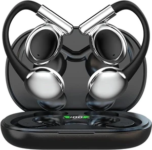 Open Ear Bluetooth Headphones, Wireless Bluetooth 5.4 Earbuds Sport Over Earphones Built-in Mic with Ear Hooks 50H Playtime Ear Buds LED Display Charging Case, Waterproof Design for Running