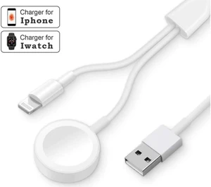 Apple Watch Charger, 2 in 1 iphone Charger With 3.3ft/1.0m Portable Charging Cable Compatible With for Apple Watch Series 4/3/2/1, iPhoneXR/XS/XS Max/X/8/8Plus/7/7Plus/6/6Plus/iPad4/iPad Air/iPad mini Apple Watch Charger, 2 in 1 iphone Charger With 3.3ft/1.0m Portable Charging Cable Compatible With for Apple Watch Series 4/3/2/1, iPhoneXR/XS/XS Max/X/8/8Plus/7/7Plus/6/6Plus/iPad4/iPad Air/iPad mini