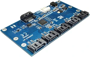SATA Expansion Riser Card 1 to 5 Port SATA3.0 6Gbps Multiplier Controller Adapter Module for PC Motherboard SATA Expansion Riser Card 1 to 5 Port SATA3.0 6Gbps Multiplier Controller Adapter Module for PC Motherboard