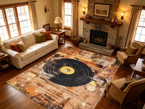 Vintage Vinyl Record Print Washable Rectangle Area Rug, Decorative Indoor Floor Carpet for Living Room Bedroom Dining Room, Multiple Sizes 6x10,6x8,5x7,4x6,3x5 Vintage Vinyl Record Print Washable Rectangle Area Rug, Decorative Indoor Floor Carpet for Living Room Bedroom Dining Room, Multiple Sizes 6x10,6x8,5x7,4x6,3x5