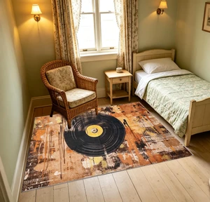 Vintage Vinyl Record Print Washable Rectangle Area Rug, Decorative Indoor Floor Carpet for Living Room Bedroom Dining Room, Multiple Sizes 6x10,6x8,5x7,4x6,3x5 Vintage Vinyl Record Print Washable Rectangle Area Rug, Decorative Indoor Floor Carpet for Living Room Bedroom Dining Room, Multiple Sizes 6x10,6x8,5x7,4x6,3x5