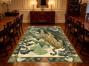 Vintage Tiger Mountain Scene Print Washable Rectangle Area Rug, Decorative Indoor Floor Carpet for Living Room Bedroom Dining Room, Multiple Sizes 6x10,6x8,5x7,4x6,3x5 Vintage Tiger Mountain Scene Print Washable Rectangle Area Rug, Decorative Indoor Floor Carpet for Living Room Bedroom Dining Room, Multiple Sizes 6x10,6x8,5x7,4x6,3x5