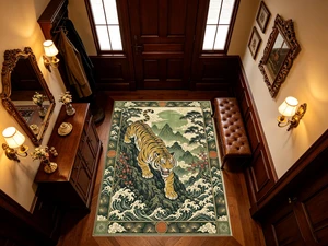 Vintage Tiger Mountain Scene Print Washable Rectangle Area Rug, Decorative Indoor Floor Carpet for Living Room Bedroom Dining Room, Multiple Sizes 6x10,6x8,5x7,4x6,3x5 Vintage Tiger Mountain Scene Print Washable Rectangle Area Rug, Decorative Indoor Floor Carpet for Living Room Bedroom Dining Room, Multiple Sizes 6x10,6x8,5x7,4x6,3x5