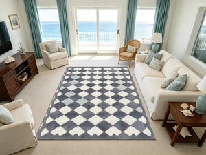 Geometric Diamond Checkered Printed Area Rug for Living Room Bedroom Decor, Washable,Multiple Sizes 6x10,6x8,5x7,4x6,3x5 Geometric Diamond Checkered Printed Area Rug for Living Room Bedroom Decor, Washable,Multiple Sizes 6x10,6x8,5x7,4x6,3x5