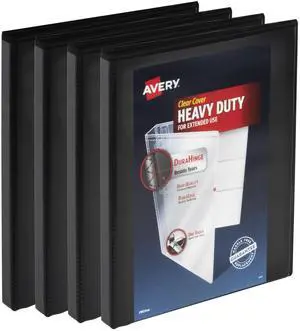 Heavy Duty View 3 Ring Binder, 0.5" One Touch Slant Ring, Holds 8.5" x 11" Paper, 4 Black Binders (79708) Heavy Duty View 3 Ring Binder, 0.5" One Touch Slant Ring, Holds 8.5" x 11" Paper, 4 Black Binders (79708)