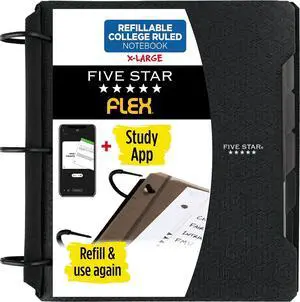 Flex Refillable Notebook + Study App,College Ruled Paper and 1-1/2 Inch TechLock Ring Binder with Pockets,Tabs and Dividers,300 Sheet Capacity,Black (29324AA2),(Pack of 6) Flex Refillable Notebook + Study App,College Ruled Paper and 1-1/2 Inch TechLock Ring Binder with Pockets,Tabs and Dividers,300 Sheet Capacity,Black (29324AA2),(Pack of 6)