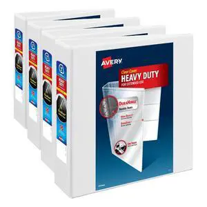 Heavy-Duty View 3 Ring Binder, 3" One Touch EZD Rings, 670-Sheet Capacity, 3.5 Inch Wide Spine, Great for Home, School Supplies, Office, or Organization Needs, 1 White Binder (79193) (Pack of 4) Heavy-Duty View 3 Ring Binder, 3" One Touch EZD Rings, 670-Sheet Capacity, 3.5 Inch Wide Spine, Great for Home, School Supplies, Office, or Organization Needs, 1 White Binder (79193) (Pack of 4)