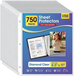 Sheet Protectors 8.5 x 11, Page Protector for 3 Ring Binder, 750 Pack Crystal Clear, Top Loading, PVC-Free & Acid-Free Polypropylene, No Print Transfer, Protects Letter Size Documents Sheet Protectors 8.5 x 11, Page Protector for 3 Ring Binder, 750 Pack Crystal Clear, Top Loading, PVC-Free & Acid-Free Polypropylene, No Print Transfer, Protects Letter Size Documents