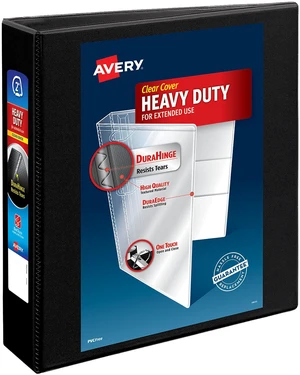 ® Heavy-Duty View 3 Ring Binder, 2" Slant Rings, 1 Black Binder For Heavy School, Home and Office Use, DuraHinge Tear-Resistant Spine, DuraEdge Split-Resistant Edges, Clear View Covers ® Heavy-Duty View 3 Ring Binder, 2" Slant Rings, 1 Black Binder For Heavy School, Home and Office Use, DuraHinge Tear-Resistant Spine, DuraEdge Split-Resistant Edges, Clear View Covers