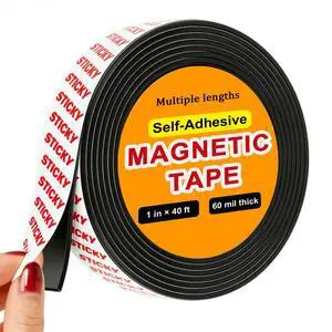 Sticky Magnetic Tape (1in x 40ft) Anisotropic Magnets Roll Flexible Magnet Strip with Adhesive Backing for Crafts, Kitchen, Whiteboards, Fridge, DIY Organization Sticky Magnetic Tape (1in x 40ft) Anisotropic Magnets Roll Flexible Magnet Strip with Adhesive Backing for Crafts, Kitchen, Whiteboards, Fridge, DIY Organization