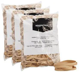 Rubber Bands, Office Supplies, Size 64 (1/4"), 320 Bands/1 lb Pack, 3-Pack, Tan Rubber Bands, Office Supplies, Size 64 (1/4"), 320 Bands/1 lb Pack, 3-Pack, Tan