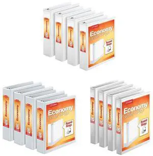Economy 3 Ring Binder, 2 Inch, Presentation View, White & 1.5 Inch 3 Ring Binder, Round Ring, White, 4 Pack & Economy 3 Ring Binder, 1 Inch, Presentation View, White Economy 3 Ring Binder, 2 Inch, Presentation View, White & 1.5 Inch 3 Ring Binder, Round Ring, White, 4 Pack & Economy 3 Ring Binder, 1 Inch, Presentation View, White