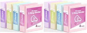 3 Ring Binder 3 Inch D Ring, Clear View Binder Three Ring PVC-Free (Fit 8.5x11 Inches) for School or Office Supplies, Assorted Pastel, 8 Pack 3 Ring Binder 3 Inch D Ring, Clear View Binder Three Ring PVC-Free (Fit 8.5x11 Inches) for School or Office Supplies, Assorted Pastel, 8 Pack