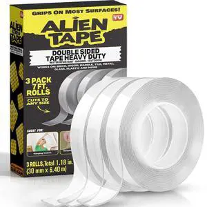 ALIEN TAPE Nano Double Sided Tape, 21-ft Multipurpose Removable Adhesive Transparent, Grip Mounting Washable Strong Sticky Heavy Duty for Carpet Photo Frame Poster Décor - As Seen On TV ALIEN TAPE Nano Double Sided Tape, 21-ft Multipurpose Removable Adhesive Transparent, Grip Mounting Washable Strong Sticky Heavy Duty for Carpet Photo Frame Poster Décor - As Seen On TV