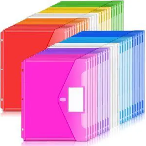 Binder Pocket, 48 Pack Super Heavyweight Poly Binder Pocket Tight Closure, File Folders Side Loading, 3 Ring Binder Organizer, Letter Size, Assorted Colors Binder Pocket, 48 Pack Super Heavyweight Poly Binder Pocket Tight Closure, File Folders Side Loading, 3 Ring Binder Organizer, Letter Size, Assorted Colors