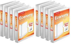 Economy 3 Ring Binder, 1 Inch, Presentation View, White, Holds 225 Sheets, Nonstick, PVC Free, 4 Binders (79510),(Pack of 2) Economy 3 Ring Binder, 1 Inch, Presentation View, White, Holds 225 Sheets, Nonstick, PVC Free, 4 Binders (79510),(Pack of 2)