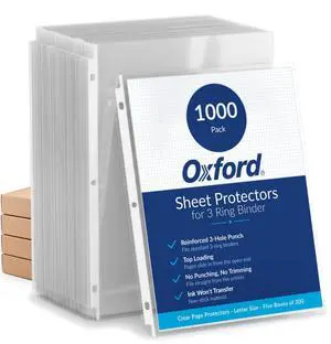 Sheet Protectors for 3 Ring Binder, Clear Page Protectors, 1000 Pack Clear binder sleeves that load from the top, letter size 8.5 x 11, with a reinforced 3 hole punch on every page protector Sheet Protectors for 3 Ring Binder, Clear Page Protectors, 1000 Pack Clear binder sleeves that load from the top, letter size 8.5 x 11, with a reinforced 3 hole punch on every page protector