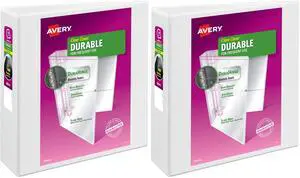 Durable Clear View 3 Ring Binders, 3 Inch EZD Rings, 1 White Binder (09701) (Pack of 2) Durable Clear View 3 Ring Binders, 3 Inch EZD Rings, 1 White Binder (09701) (Pack of 2)