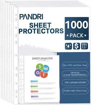 1000 Pack Heavy Duty Sheet Protectors Fit 3 Ring Binder, Letter Size Clear Heavy Duty Plastic, 9.25 x 11.25 inch, Reinforced 11-Hole, Fit for 3 Ring Binder, Top Loaded, Excluding Acid 1000 Pack Heavy Duty Sheet Protectors Fit 3 Ring Binder, Letter Size Clear Heavy Duty Plastic, 9.25 x 11.25 inch, Reinforced 11-Hole, Fit for 3 Ring Binder, Top Loaded, Excluding Acid