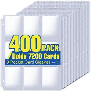 400 Pack Card Sleeves Binder Sheets, Holds 7200 Cards 9 Pocket Card Sleeves for 3 Ring Binder, Trading Cards Sleeves Fit for Baseball, Football, Game, Business Cards 400 Pack Card Sleeves Binder Sheets, Holds 7200 Cards 9 Pocket Card Sleeves for 3 Ring Binder, Trading Cards Sleeves Fit for Baseball, Football, Game, Business Cards