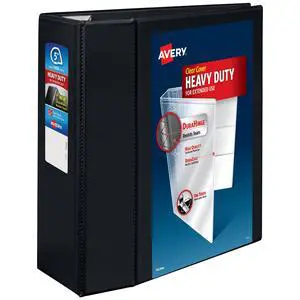 Heavy-Duty 3 Ring Binder, 5" EZD Rings, 1 Black Binder For Heavy School, Home and Office Use, DuraHinge Tear-Resistant Spine, DuraEdge Split-Resistant Sides, Linen-Texture Finish Heavy-Duty 3 Ring Binder, 5" EZD Rings, 1 Black Binder For Heavy School, Home and Office Use, DuraHinge Tear-Resistant Spine, DuraEdge Split-Resistant Sides, Linen-Texture Finish