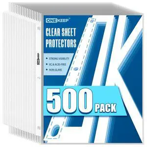 500 Pack Sheet Protectors, Top Loading Reinforced 3-Hole Page Protectors for 3-Ring Binders, Fits Standard 8.5" x 11" Letter Size Paper, Perfect for Documents & Photos, Office Supplies 500 Pack Sheet Protectors, Top Loading Reinforced 3-Hole Page Protectors for 3-Ring Binders, Fits Standard 8.5" x 11" Letter Size Paper, Perfect for Documents & Photos, Office Supplies