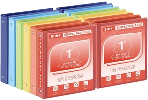 Basic 1-Inch 3-Ring-Binder, Customizable Clear View Cover, for US Letter Size 8-1/2 x 11'', Perfect for Office/School (Bright Colors -12 Pack) Basic 1-Inch 3-Ring-Binder, Customizable Clear View Cover, for US Letter Size 8-1/2 x 11'', Perfect for Office/School (Bright Colors -12 Pack)
