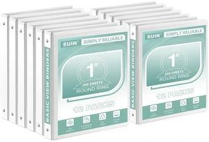 1-Inch 3-Ring-Binder, Customizable Clear View Cover, for US Letter Size 8-1/2 x 11'', Perfect for Office/School (White - 12 Packs) 1-Inch 3-Ring-Binder, Customizable Clear View Cover, for US Letter Size 8-1/2 x 11'', Perfect for Office/School (White - 12 Packs)