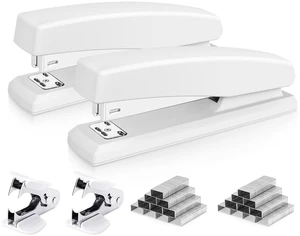Stapler, 2000 Staples and 2 Staple Removers, 2 Pack, White 25 Sheet Capacity, Desktop Stapler Stapler, 2000 Staples and 2 Staple Removers, 2 Pack, White 25 Sheet Capacity, Desktop Stapler