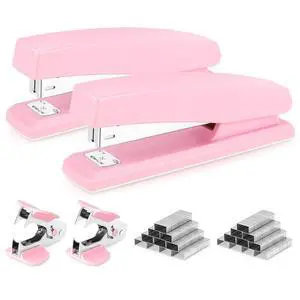 Stapler, 2000 Staples and 2 Staple Removers, 2 Pack, Pink 25 Sheet Capacity, Desktop Stapler Stapler, 2000 Staples and 2 Staple Removers, 2 Pack, Pink 25 Sheet Capacity, Desktop Stapler
