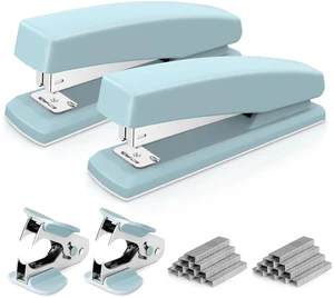 Stapler, 2000 Staples and 2 Staple Removers, 2 Pack, Blue 25 Sheet Capacity, Desktop Stapler Stapler, 2000 Staples and 2 Staple Removers, 2 Pack, Blue 25 Sheet Capacity, Desktop Stapler