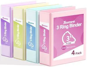3 Ring Binder 3 Inch D Ring, Clear View Binder Three Ring PVC-Free (Fit 8.5x11 Inches) for School or Office Supplies, Assorted Pastel, 4 Pack 3 Ring Binder 3 Inch D Ring, Clear View Binder Three Ring PVC-Free (Fit 8.5x11 Inches) for School or Office Supplies, Assorted Pastel, 4 Pack