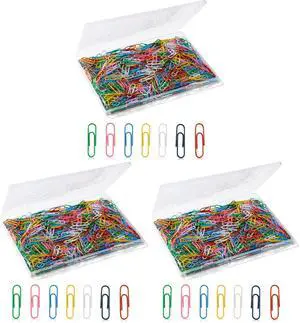 Paper Clips, 600Pcs Medium Paperclips for Office School & Personal Use, Daily DIY, 1-2/7" Colored Heavy Duty Ideal for Bookmark (Pack of 3) Paper Clips, 600Pcs Medium Paperclips for Office School & Personal Use, Daily DIY, 1-2/7" Colored Heavy Duty Ideal for Bookmark (Pack of 3)