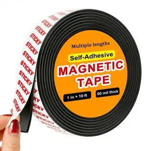 Sticky Magnetic Tape (1in x 10ft) Anisotropic Magnets Roll Flexible Magnet Strip with Adhesive Backing for Crafts, Kitchen, Whiteboards, Fridge, DIY Organization Sticky Magnetic Tape (1in x 10ft) Anisotropic Magnets Roll Flexible Magnet Strip with Adhesive Backing for Crafts, Kitchen, Whiteboards, Fridge, DIY Organization